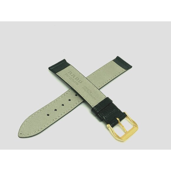 Rado Watch Replacement Band Black Leather Strap 17mm Lug Gold Steel Clasp - Picture 2 of 9